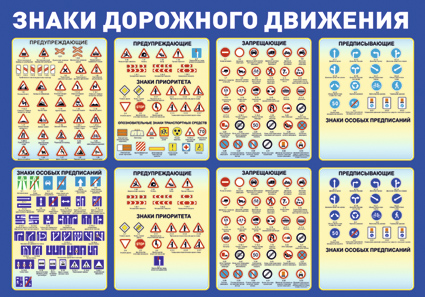 Плакаты Знаки дорожного движения 450*600 ламинированные 8шт