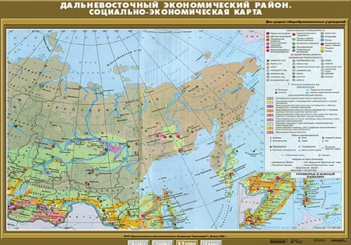 Дальневосточный экономический район. Социально-экономическая карта. 100х140. 8 класс