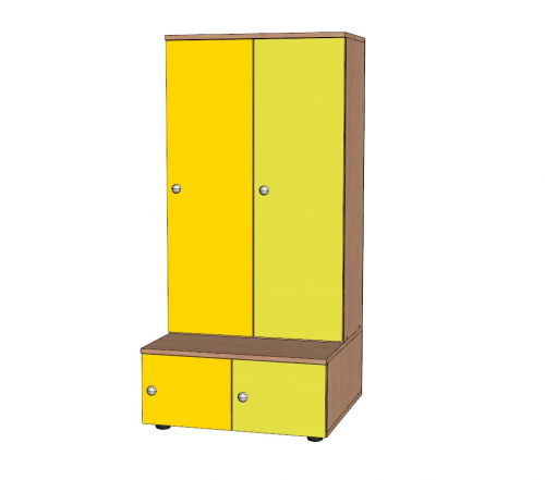 Шкаф детский 2-ух секционный для одежды с тумбой ЛДСП цветной фасад