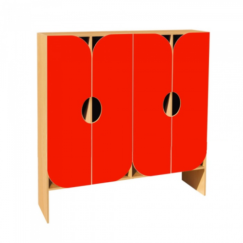 Шкаф детский 4-ех секционный для одежды "ВОЛНА" ЛДСП цветной фасад