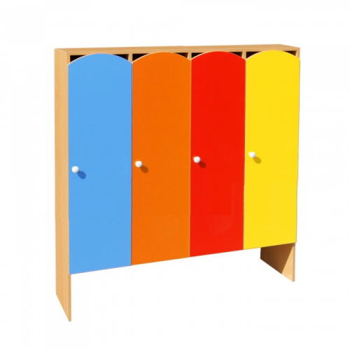 Шкаф детский 4-ех секционный для одежды "СКАЗКА" ЛДСП цветной фасад кругл