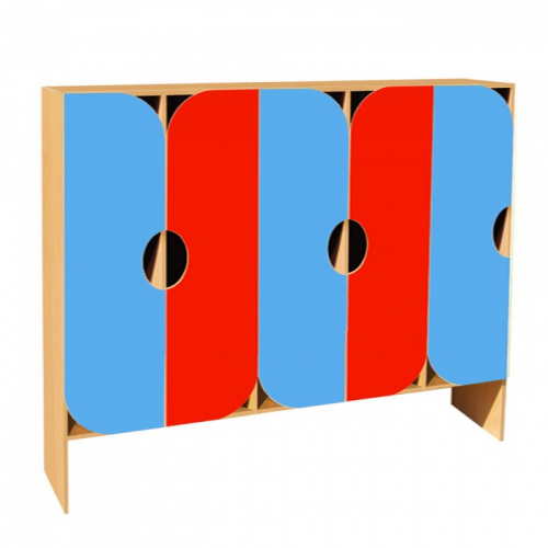 Шкаф детский 5-ти секционный для одежды "ВОЛНА" ЛДСП цветной фасад