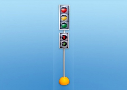 Электрифицированная модель транспортного и пешеходного светофоров на стойке и основании