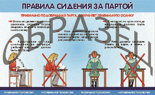 Плакат Правила сидения за партой А2 (картон)