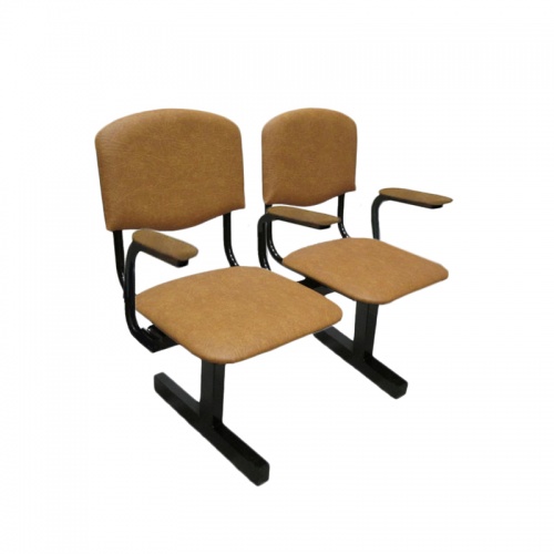 Секция стульев "Мягкая №2" 2-х местная с подлокотниками (спинка широкая прямая)