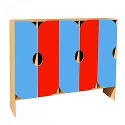 Шкаф детский 5-ти секционный для одежды "ВОЛНА" ЛДСП цветной фасад
