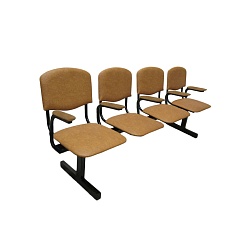 Секция стульев "Мягкая №2" 4-х местная с подлокотниками (спинка широкая прямая)